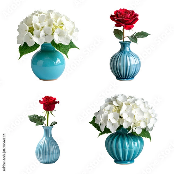Obraz Bouquet of roses in a vase on a white background