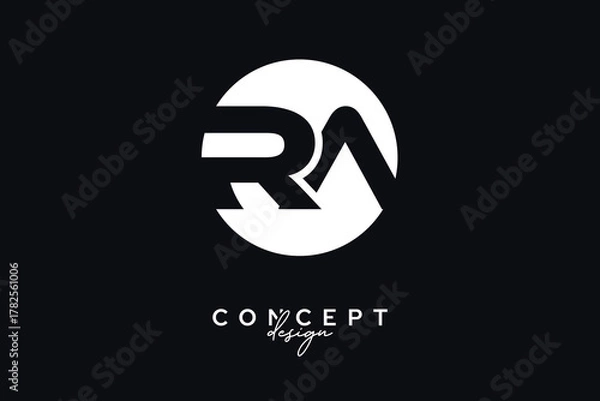 Fototapeta RA Creative Negative Space Circle Monogram Logo Design	
