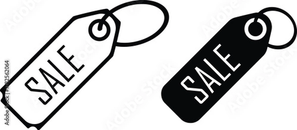 Fototapeta Sale, price tag icon, Vector flat design illustration, Sale label web icon, Vector illustration, Sign isolated on white background.