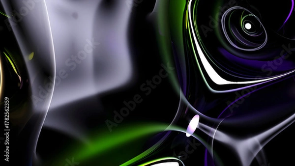 Fototapeta 3d render of abstract art with surreal 3d background in curved, wavy smooth, and soft organic lines forms  in deformation transformation process in glossy and matte finish plastic