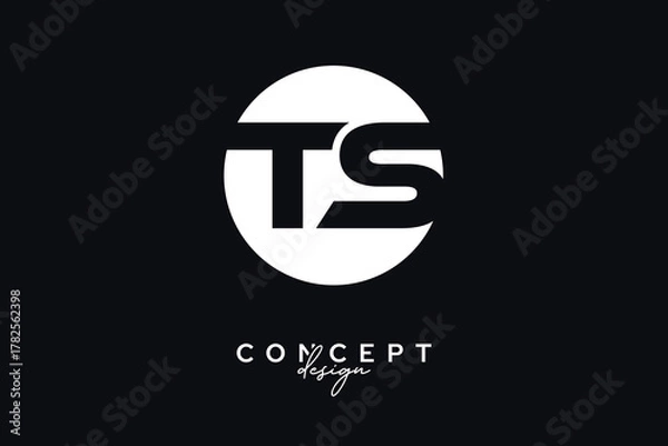 Fototapeta TS Creative Negative Space Circle Monogram Logo Design	