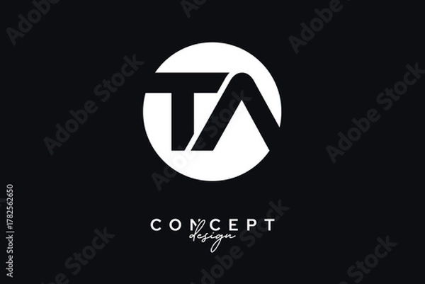 Fototapeta TA Creative Negative Space Circle Monogram Logo Design	