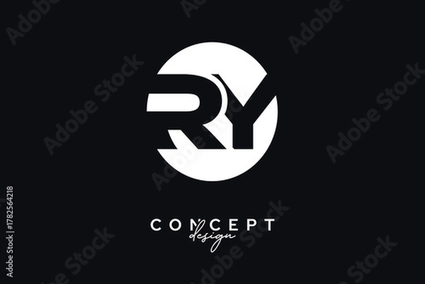 Fototapeta RY Creative Negative Space Circle Monogram Logo Design	