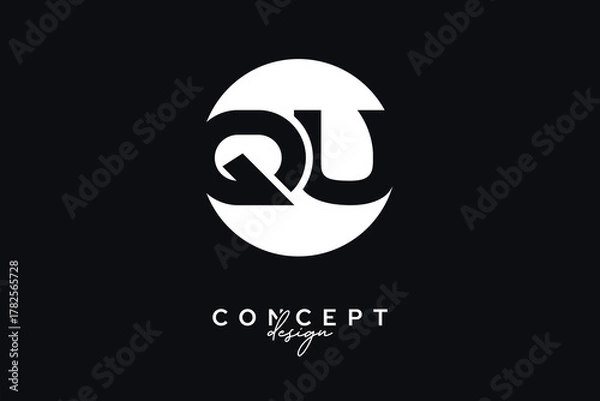 Fototapeta QV Creative Negative Space Circle Monogram Logo Design	