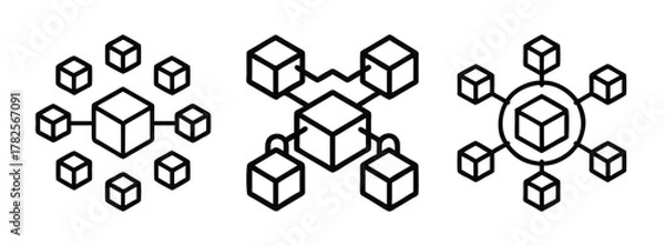 Fototapeta Abstract isometric cube network diagram connection visualization design vector graphic art