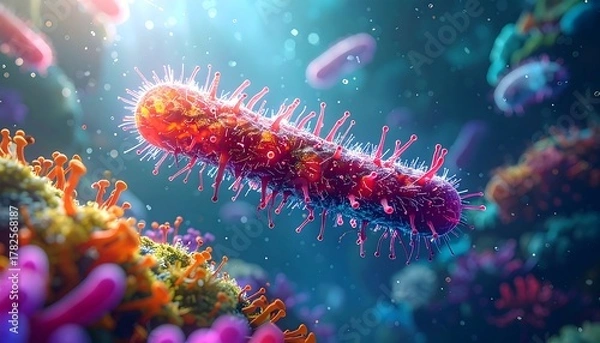 Fototapeta Detailed Microscopic View of a Pathogenic Bacteria Cell.