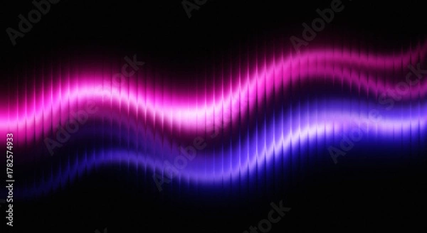 Obraz Vibrant neon light waves in pink and purple flowing across a dark background, glass effect 