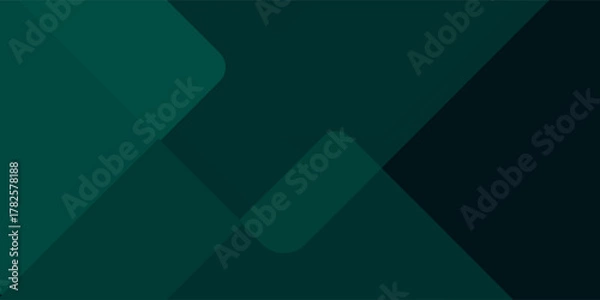 Fototapeta Dark green abstract background with gold lines and shadow. Geometric shape overlap layers. Transparent squares. Modern luxury rounded squares graphic pattern banner template design