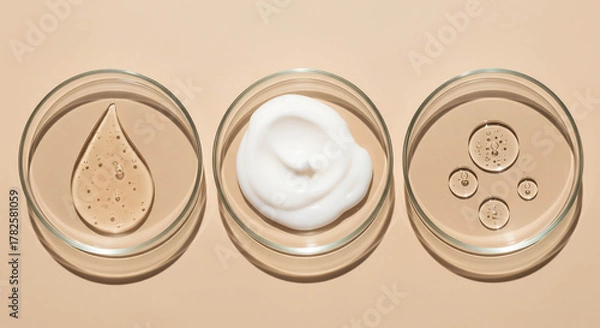 Obraz Science fun: liquids and cream in dishes - playful educational background image