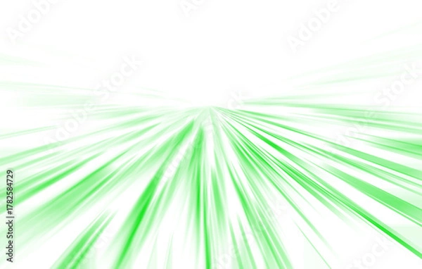 Fototapeta Abstract green lines radiating from a central point against a dark background creating a perspective view