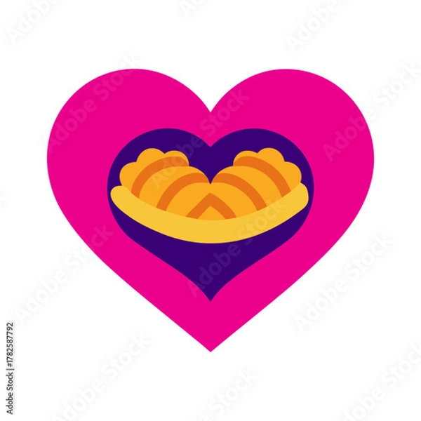 Fototapeta Heart embracing croissants