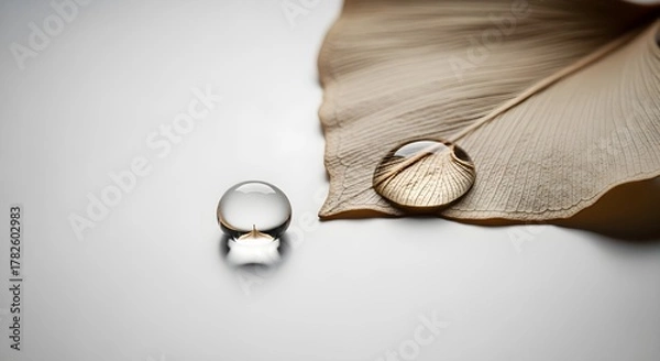 Obraz Photorealistic Leaf with Water Droplet