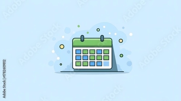 Obraz Stylized illustration of a hanging wall calendar object on a light blue background