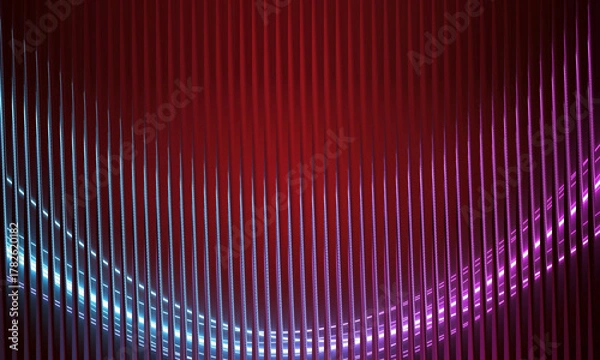 Fototapeta Abstract vibrant red background with glowing neon light lines