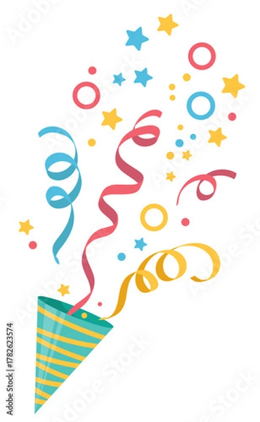 Obraz Colorful party streamers, festive curling ribbons for celebration or party