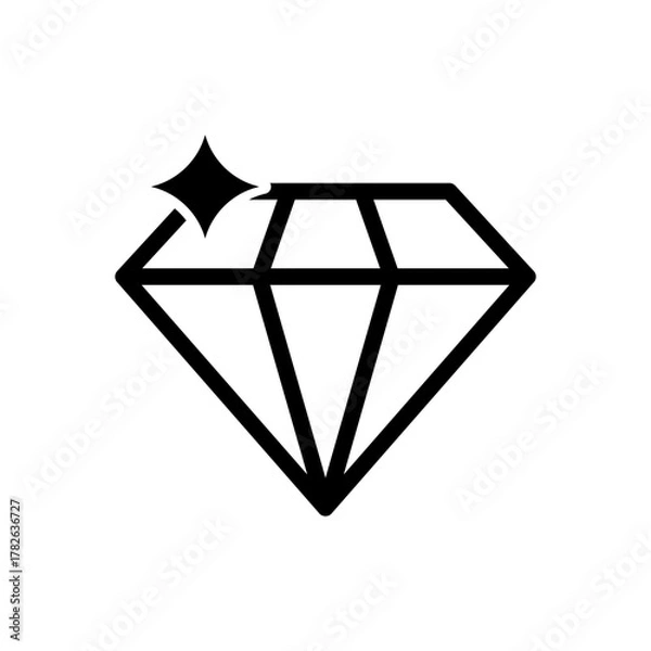 Obraz Diamond icon with four corners sparkling star vector illustration.