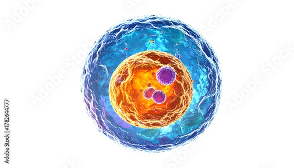 Obraz Microscopic cross-section of a biological cell with nucleus and internal components