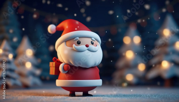 Obraz Père Noël mignon 3-d, carte illustration bannière de fête de fin d'année