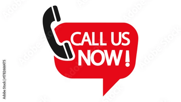 Obraz Call Us Now, Red Speech Bubble with Phone Icon      ContactIcon, PhoneSymbol, RedSpeechBubble, CallNowDesign, Call us now png, png call, red call us, vector call us,