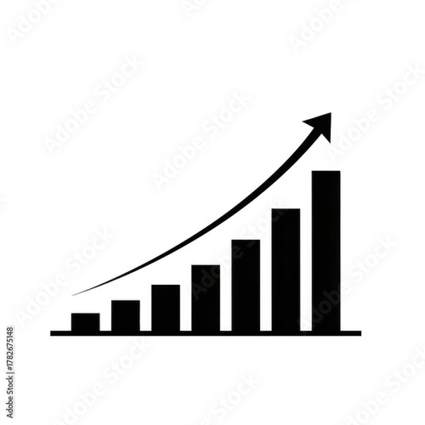 Obraz Black bar chart representing growth and progress isolated on transparent background