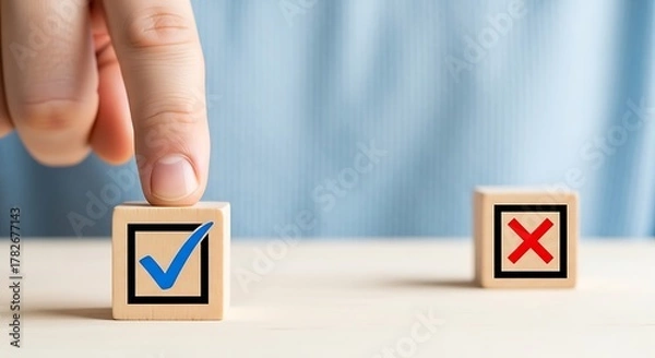 Fototapeta Finger selecting a checkbox with a checkmark