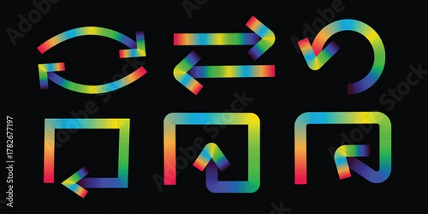 Fototapeta Vibrant rainbow gradient arrow icons for web design elements