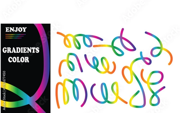 Fototapeta Vibrant abstract rainbow lines and graphic design elements art