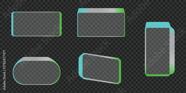 Fototapeta Futuristic glass panels with glowing edges for ui design elements