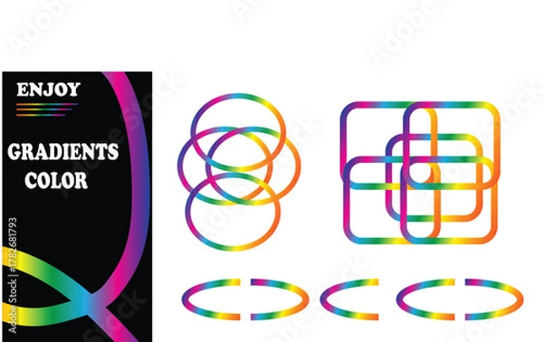 Fototapeta vector illustration of a set of colorful graphic design elements art