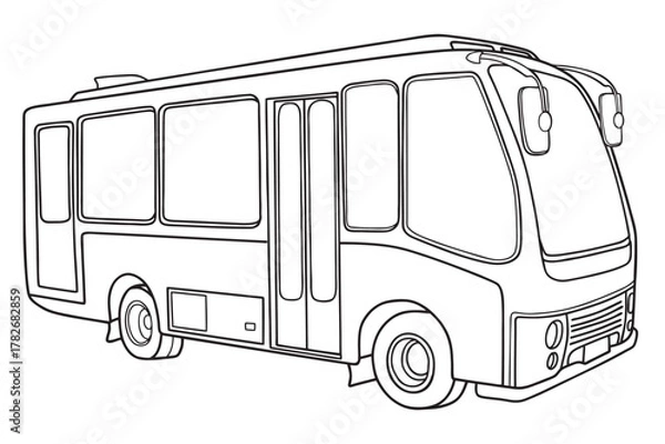 Fototapeta small bus line vector illustration isolated on white background