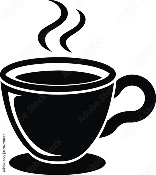 Fototapeta Coffee Cup Silhouette Icon Vector Illustration Isolated on Transparent Background