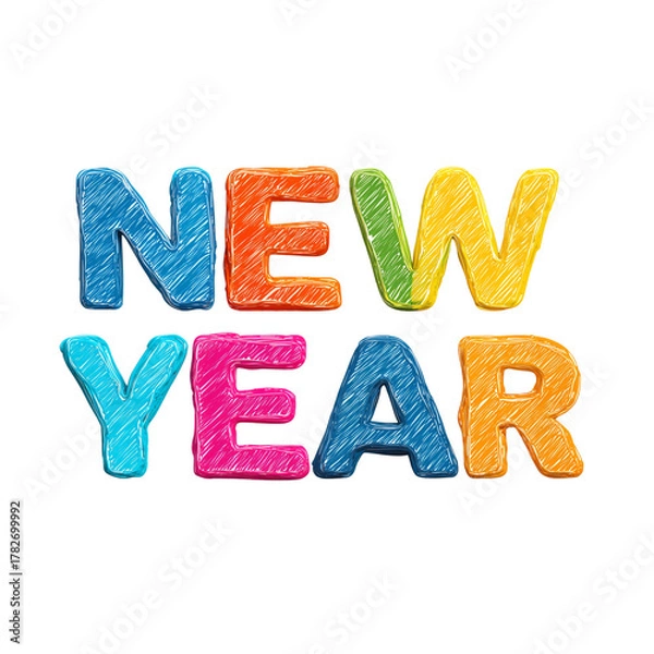 Fototapeta New Year candy colorful sign isolated on a transparent background