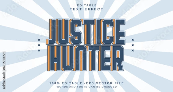 Fototapeta Editable text style effect - Justice Hunter text style theme.