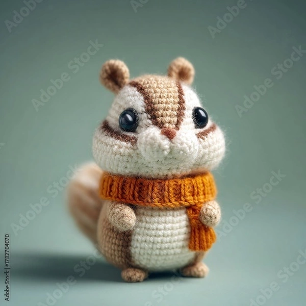 Fototapeta Mini knitted chipmunk toy