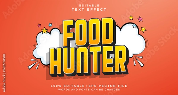 Fototapeta Editable text style effect - Food Hunter text style theme.