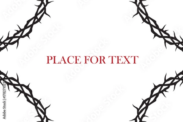 Fototapeta black frame of thorns image isolated on white background