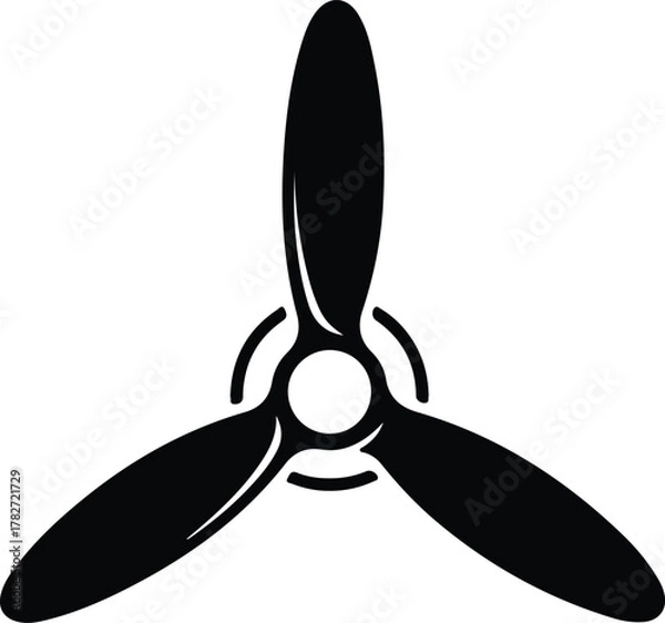 Fototapeta Illustrator Airplane propeller minimal transport symbol black and white Silhouette vector