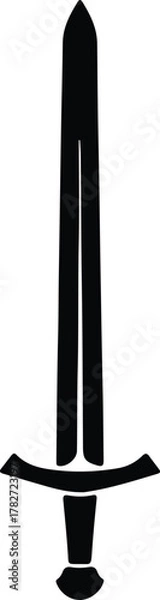 Fototapeta Illustrator simple medieval knight sword in black and white Silhouette vector