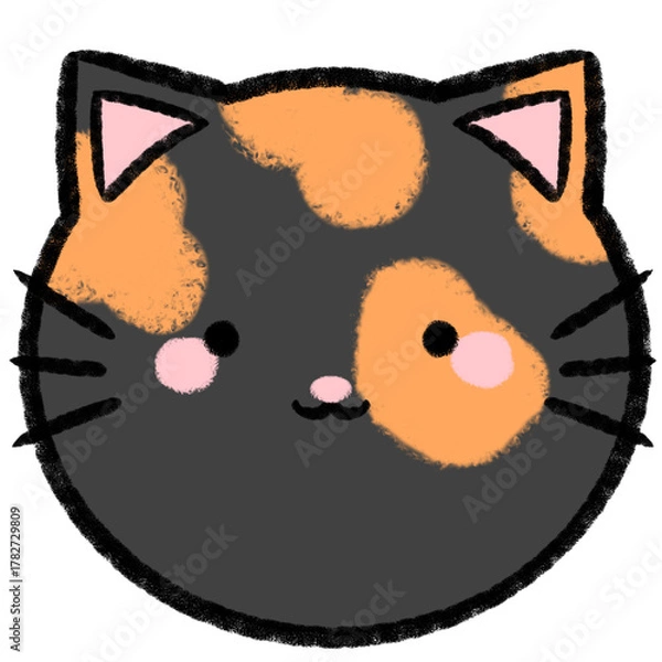 Obraz Cute Tortoiseshell Cat Cartoon Doodle