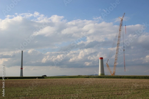 Obraz Bau eines Windkraftwerkes