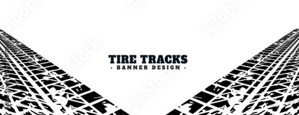 Fototapeta Abstract grunge tire tracks mark pattern banner