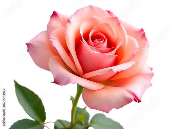 Obraz Rose Isolated on White Background with Full Depth of Field