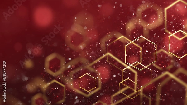 Fototapeta Golden Hexagon Sparkles