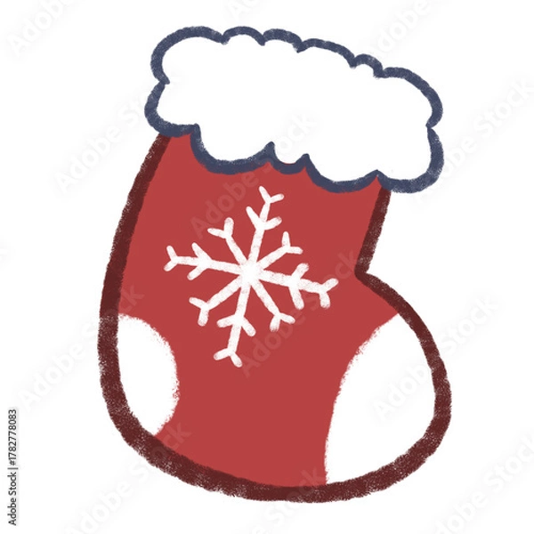 Obraz Red Snowflake Christmas Stocking Doodle Cartoon