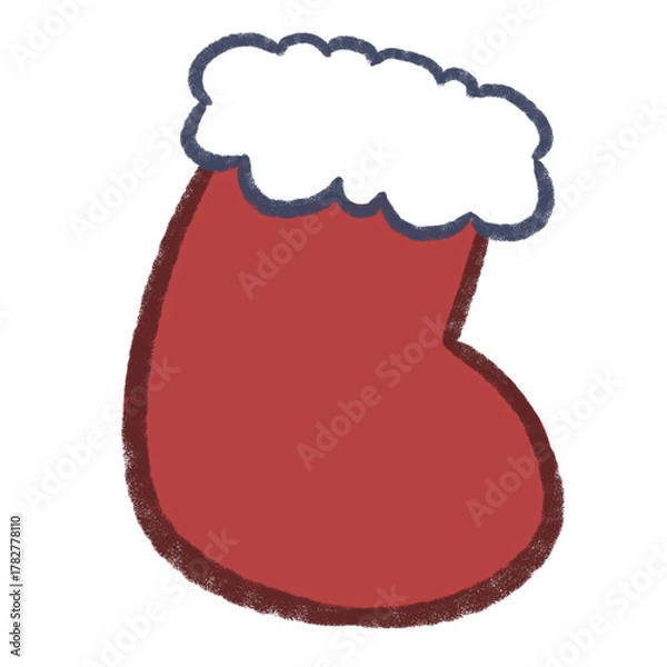 Obraz Red Christmas Stocking Doodle Cartoon