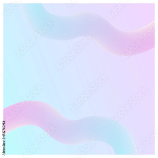 Obraz グラデーション立体チューブのフレーム背景 (淡いピンクと水色) 正方形