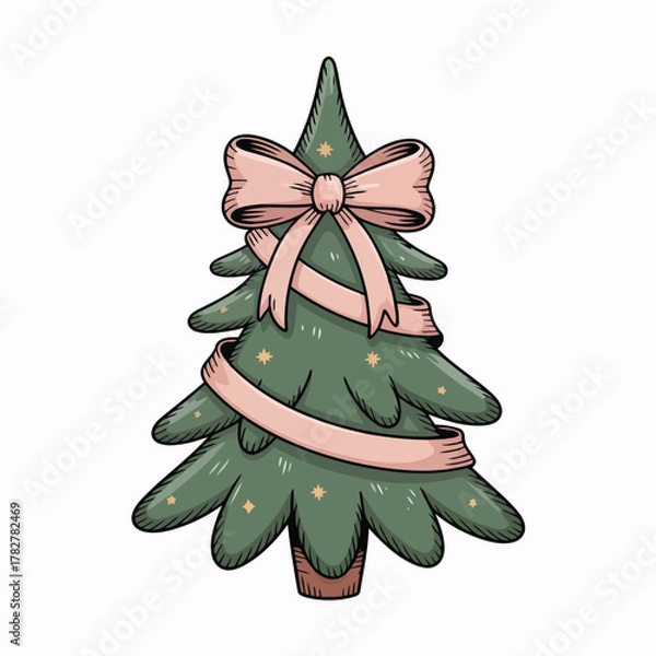 Fototapeta Festive merry christmas greeting card with holly and ornaments