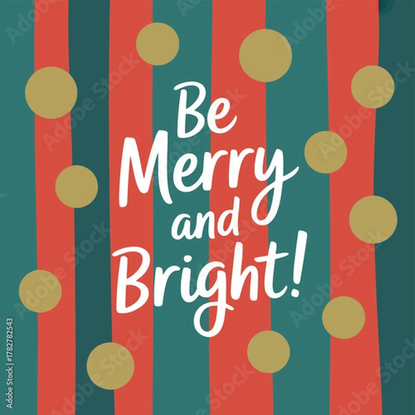 Fototapeta Festive merry christmas greeting card with colorful elements