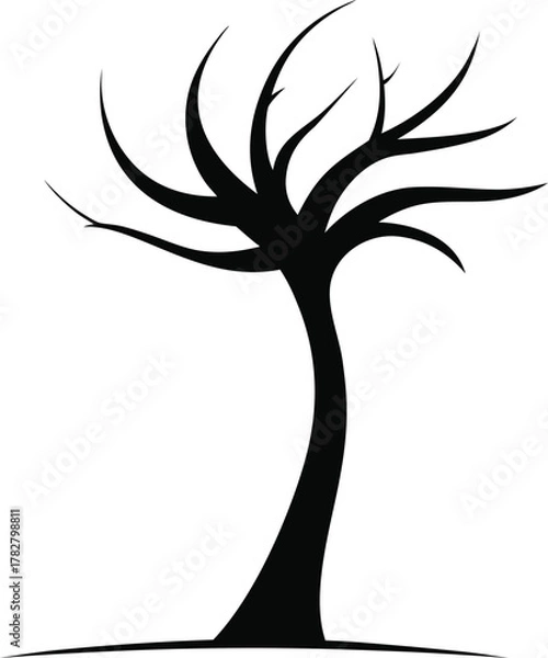 Obraz Stylized silhouette of a bare tree isolated on white background isolated on transparent background