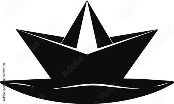 Fototapeta Black origami lotus flower silhouette isolated on white background isolated on transparent background